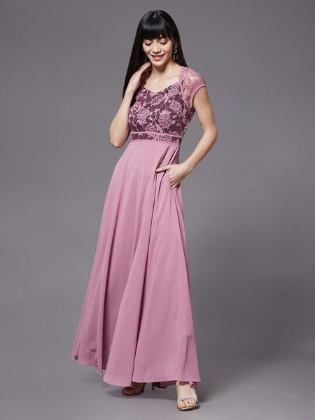 Maroon Georgette embellished layered Maxi Dress For Women, Indo Western Dress, Party Wear Indian Dress, Fusion Wear, Maxi Gown Dress VitansEthnics